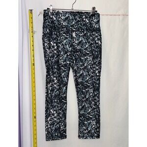 Marika Sport Women's Black Grey White Abstract Print Active Leggings Size M 8-10